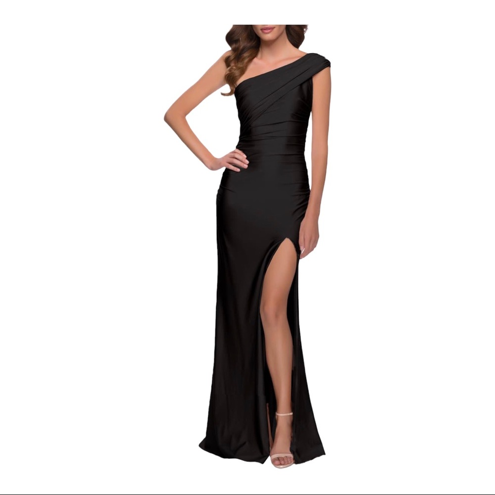 La Femme One-Shoulder Shiny Jersey Gown Size 6 NWOT